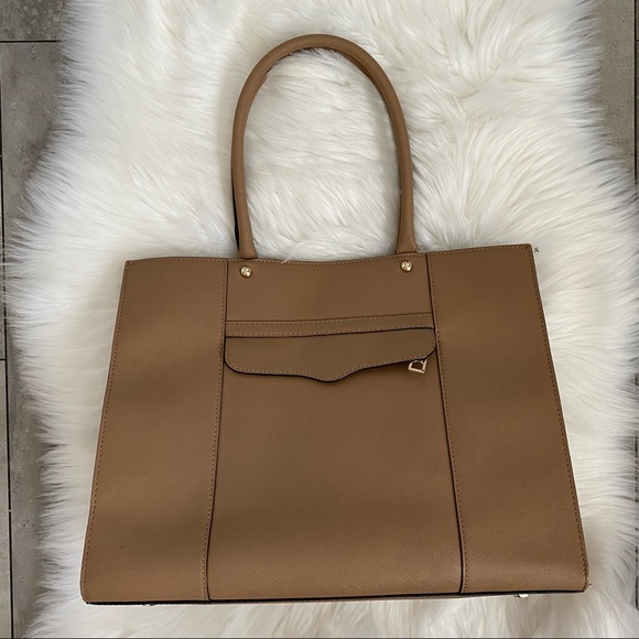 Rebecca Minkoff MAB medium leather canvas tote bag purse - Picture 2 of 10